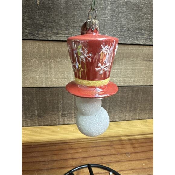Christopher Radko Snowman Dangling Hat Glass Ornament Hand Painted Christmas - Picture 2 of 4